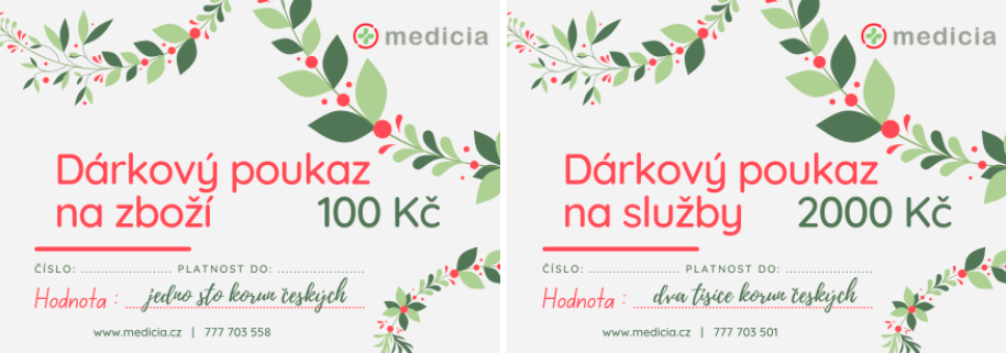 Dárkové poukazy na zboží a služby Medicia